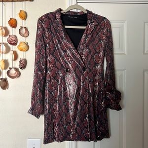 Snake print fully sequin jacket
